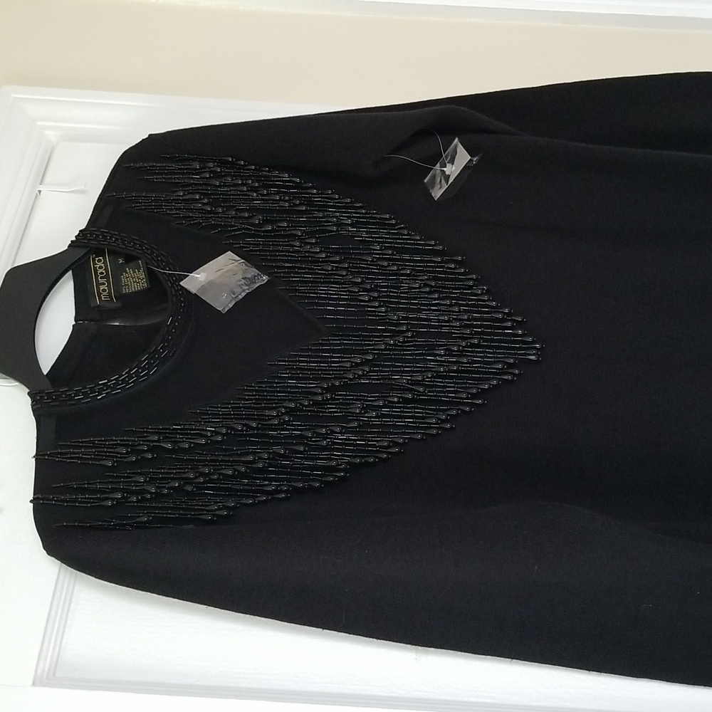 Maurada Beaded Fringe Sweater M